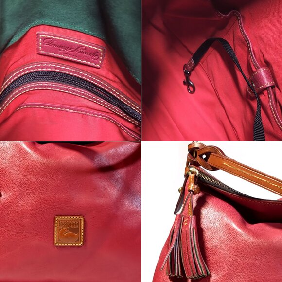 Dooney & Bourke Florentine Handbag Red Leather The 'Twist Strap Hobo' - Picture 10 of 12